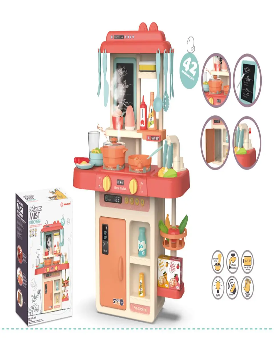 Juguete Set Cocina con Luz Sonido Rosado Infantil 63Cm 3
