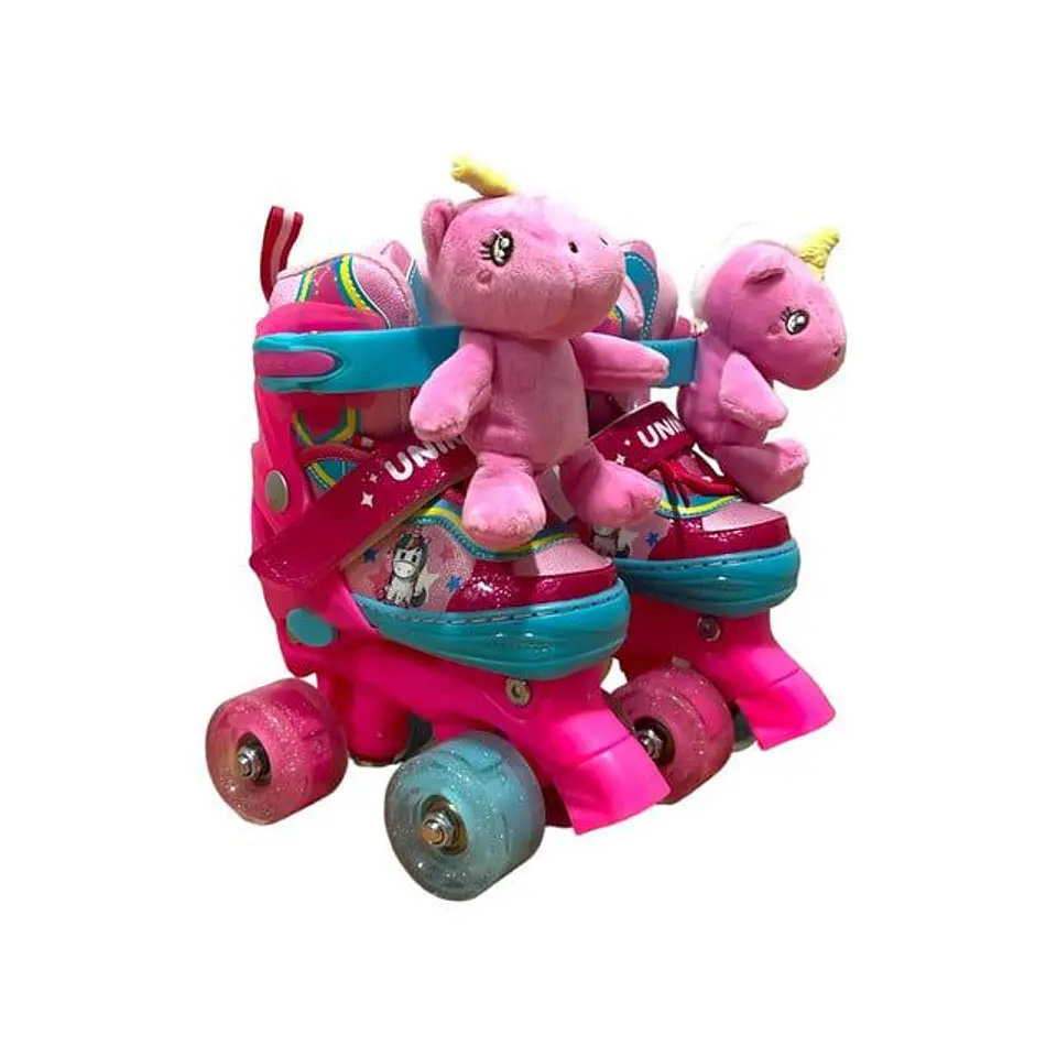 SET PATIN 4 RUEDAS UNICKAWAII PELUCHE TALLA S 30-33 2