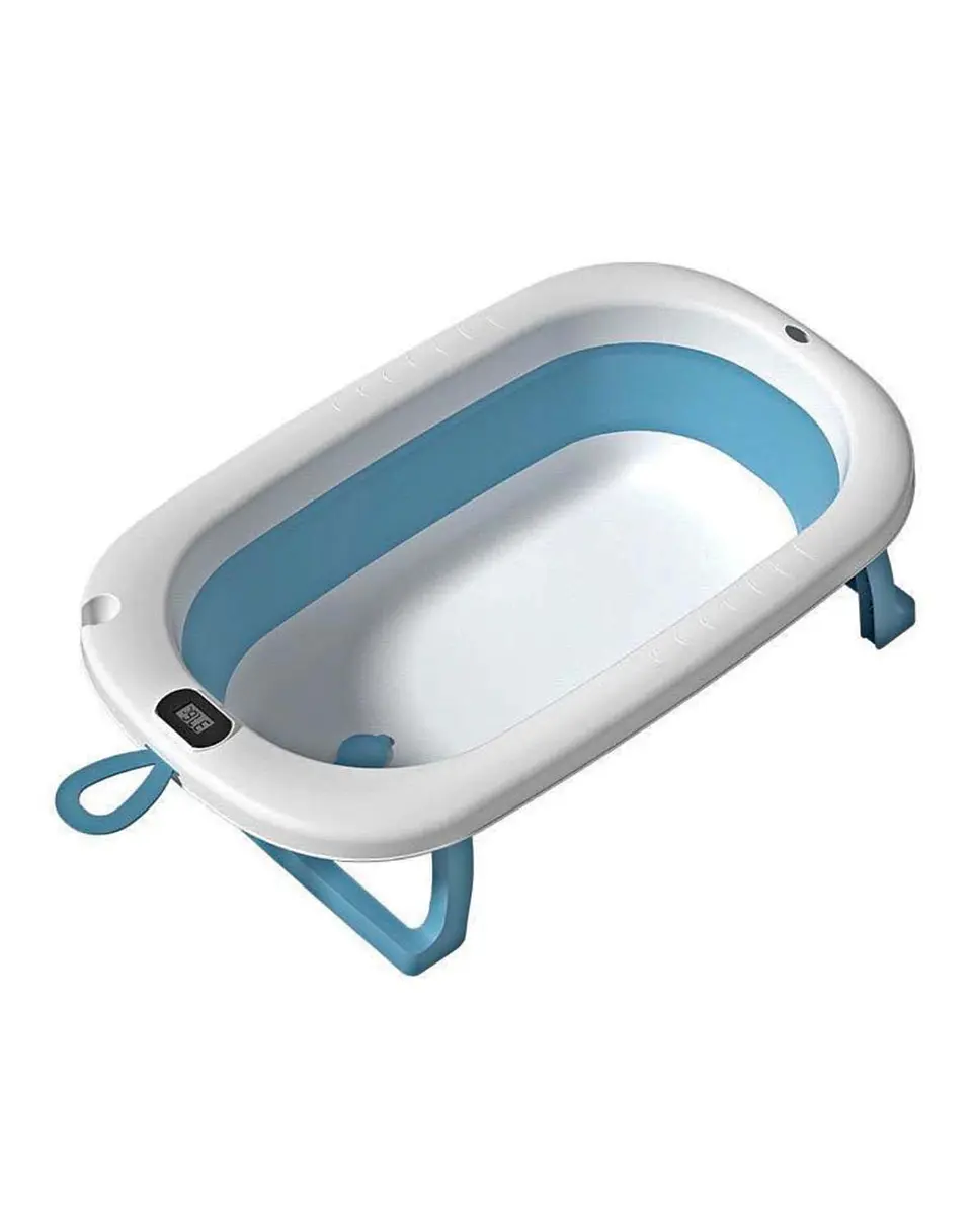 Bañera Plegable de Bebe con Termometro y Cojin Azul 3