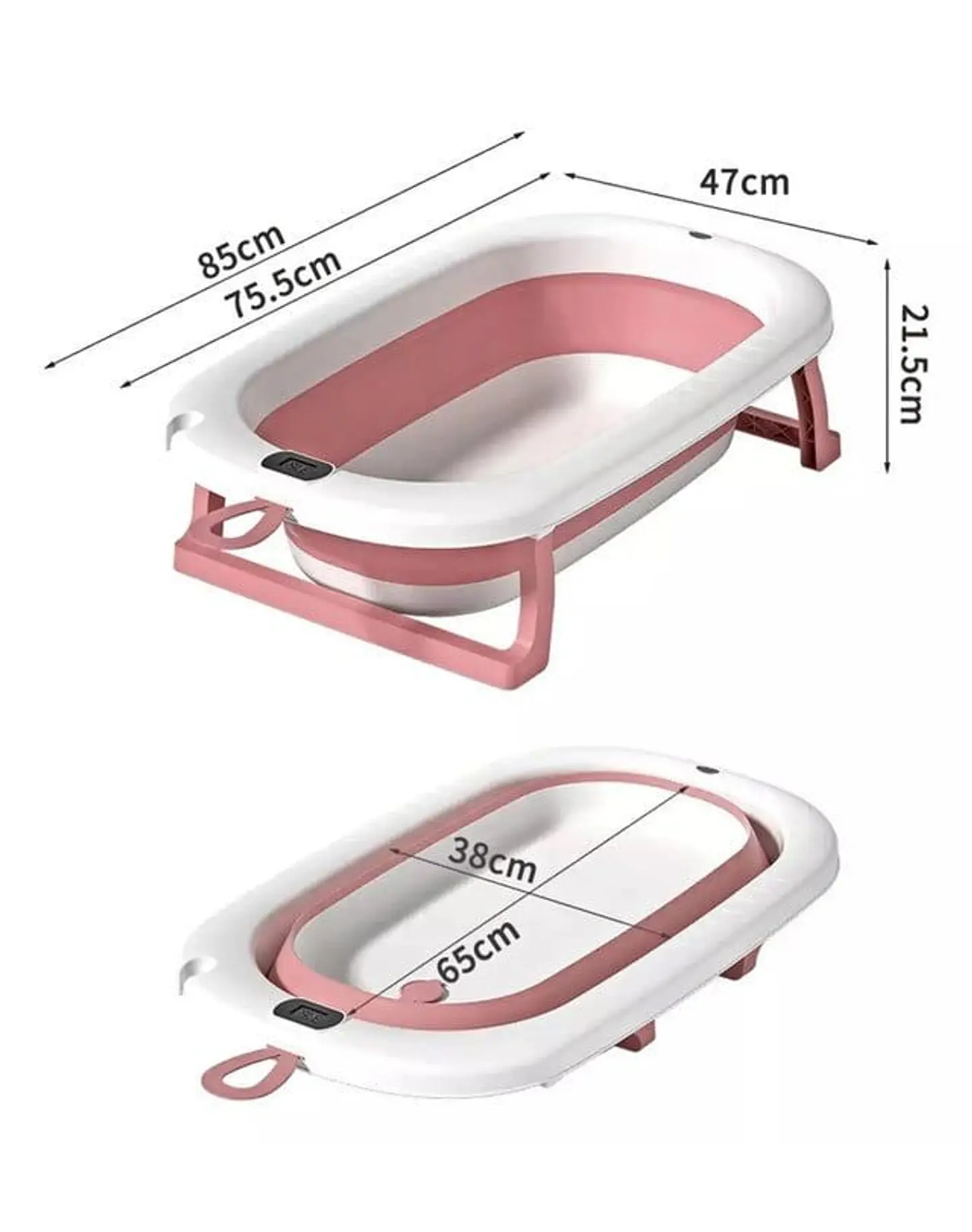 Bañera Plegable de Bebe con Termometro y Cojin Rosa 2