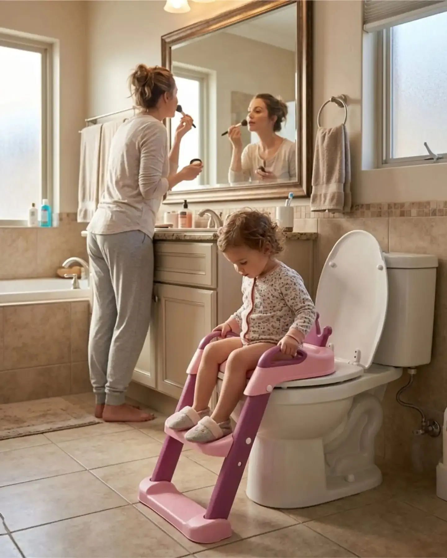 Escalera Baño Niña Reductor Inodoro Corona Rosado 4