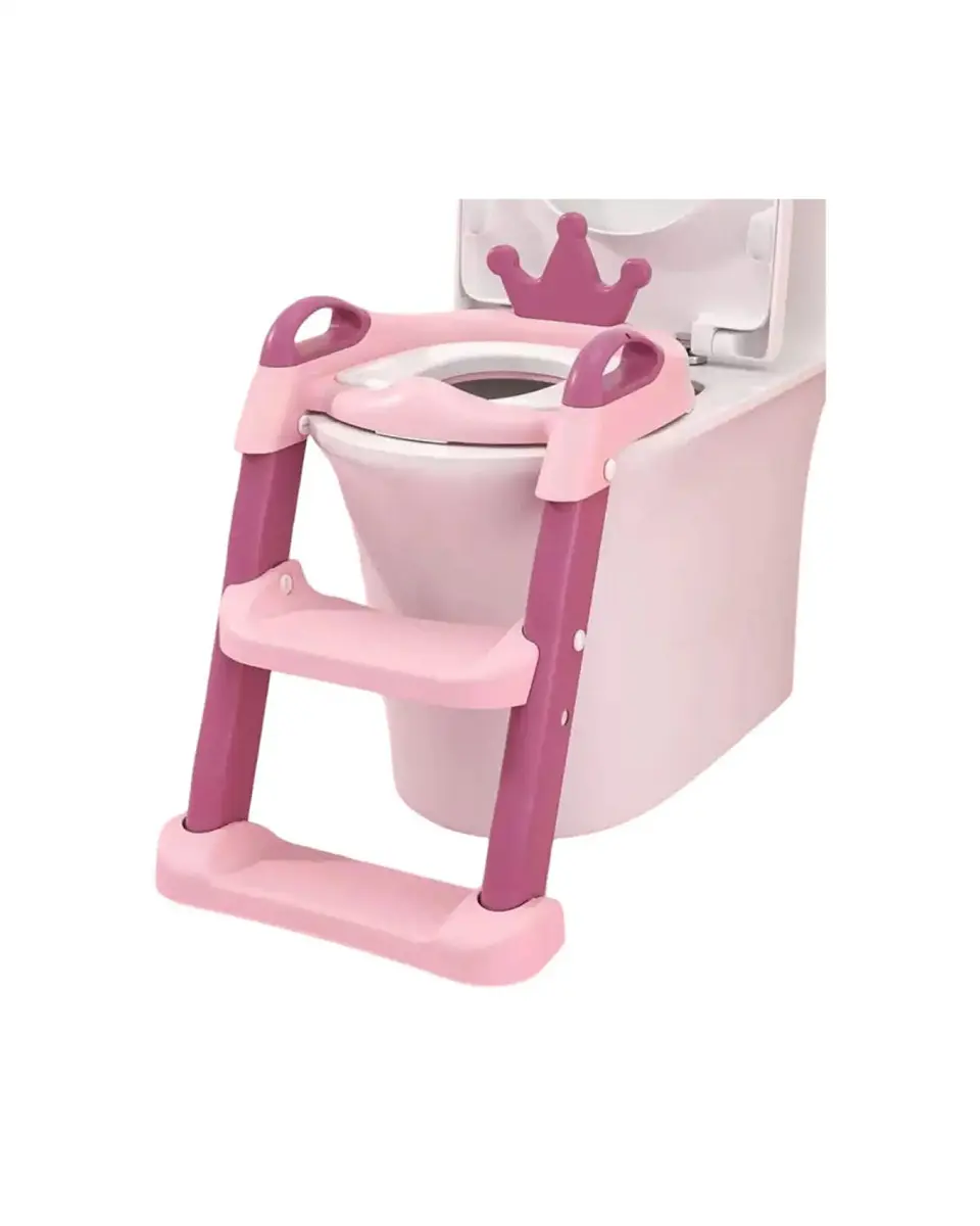 Escalera Baño Niña Reductor Inodoro Corona Rosado 7