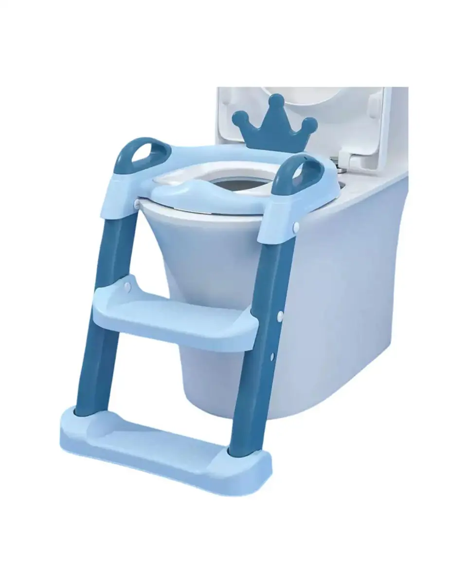 Adaptador Asiento Baño Infantil Con Escalera Corona Azul 7