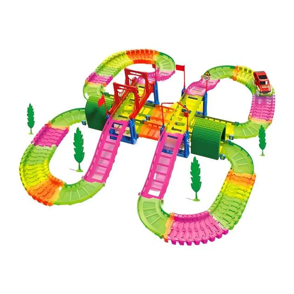 Pista riel de Carrera luminoso grande 135pc 1