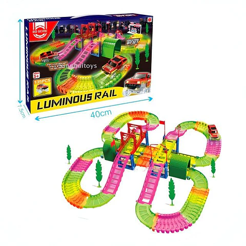 Pista riel de Carrera luminoso grande 135pc