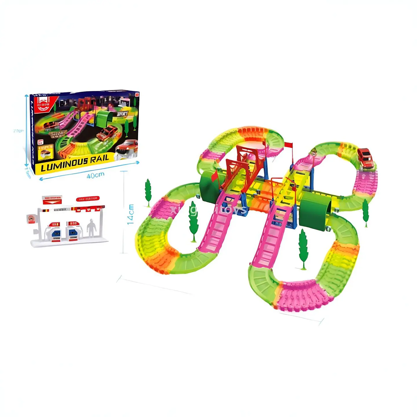 Pista riel de Carrera luminoso grande 135pc 4