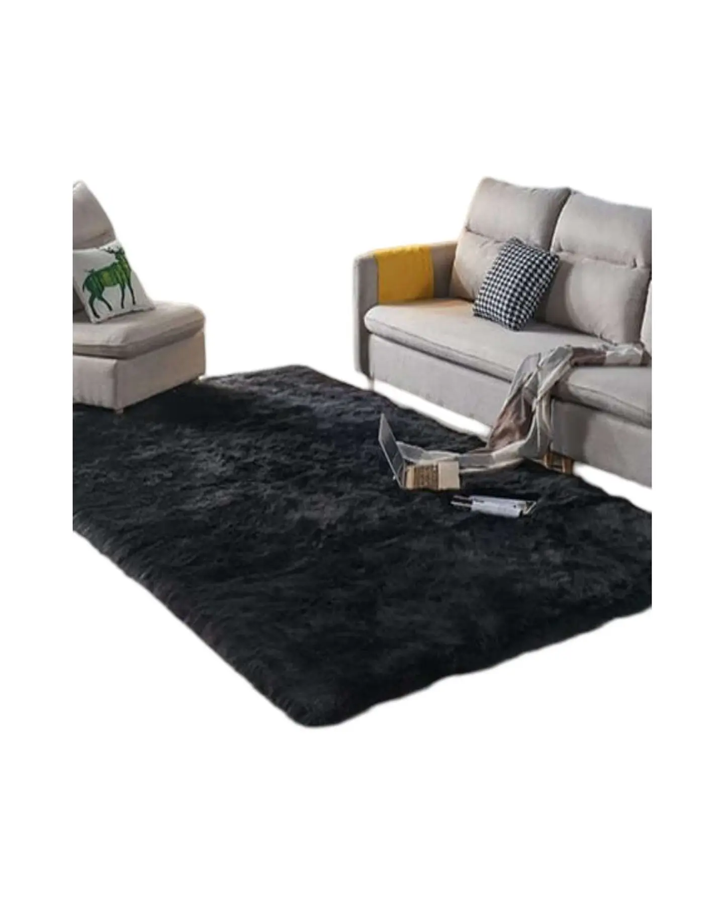 ALFOMBRA PELUDA 150X200 NEGRO 2