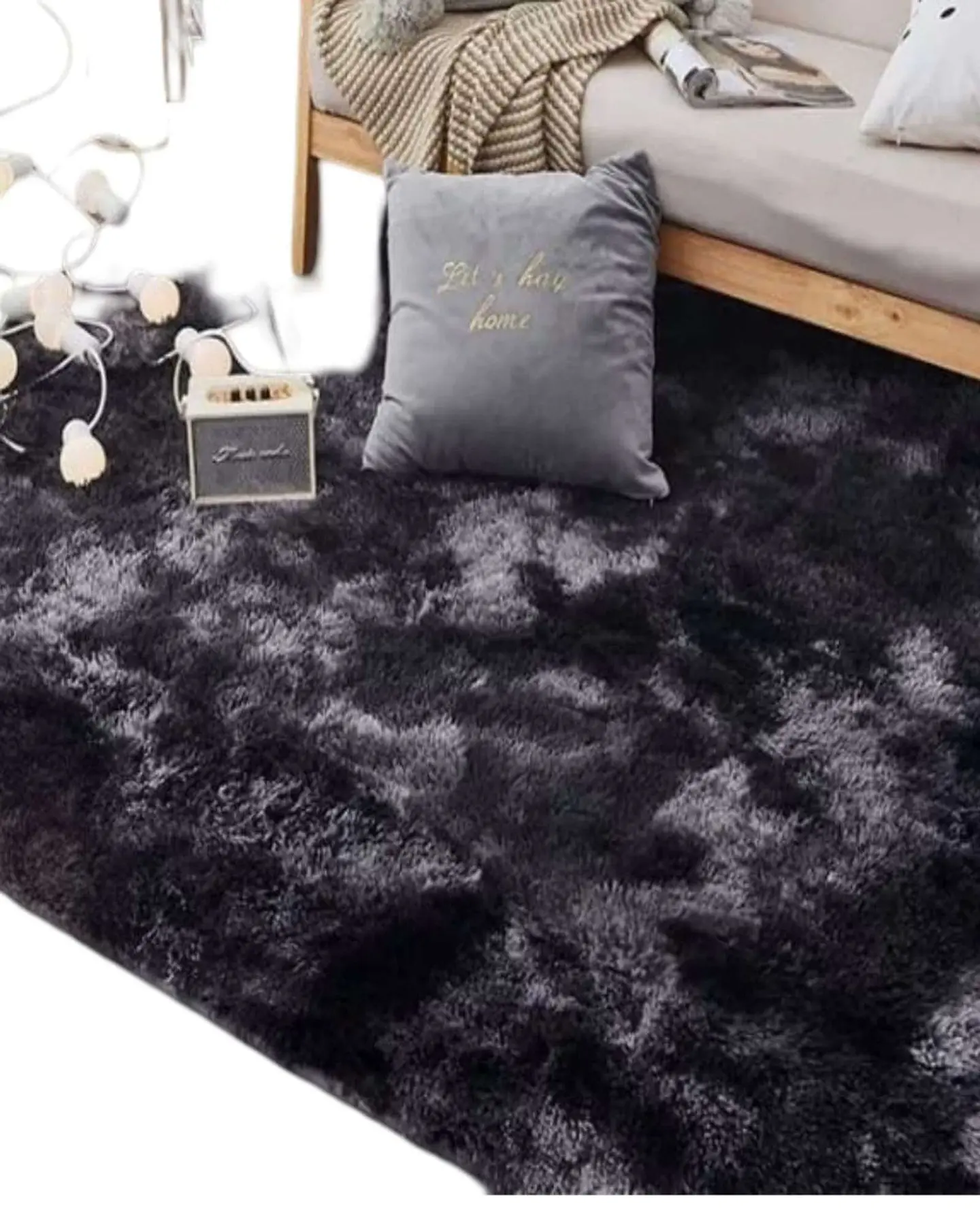 ALFOMBRA PELUDA 180X200 NEGRO 2