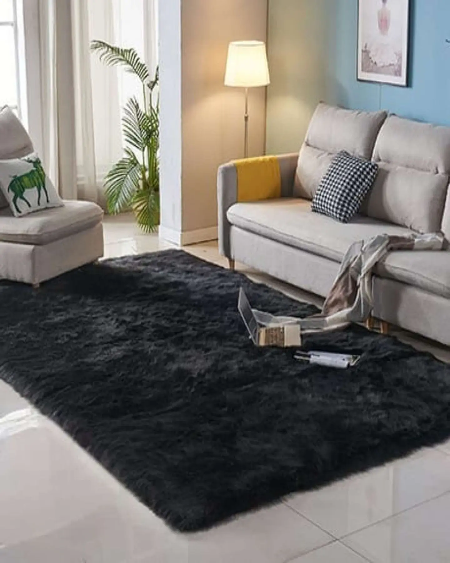 ALFOMBRA PELUDA 200X300 NEGRO 1