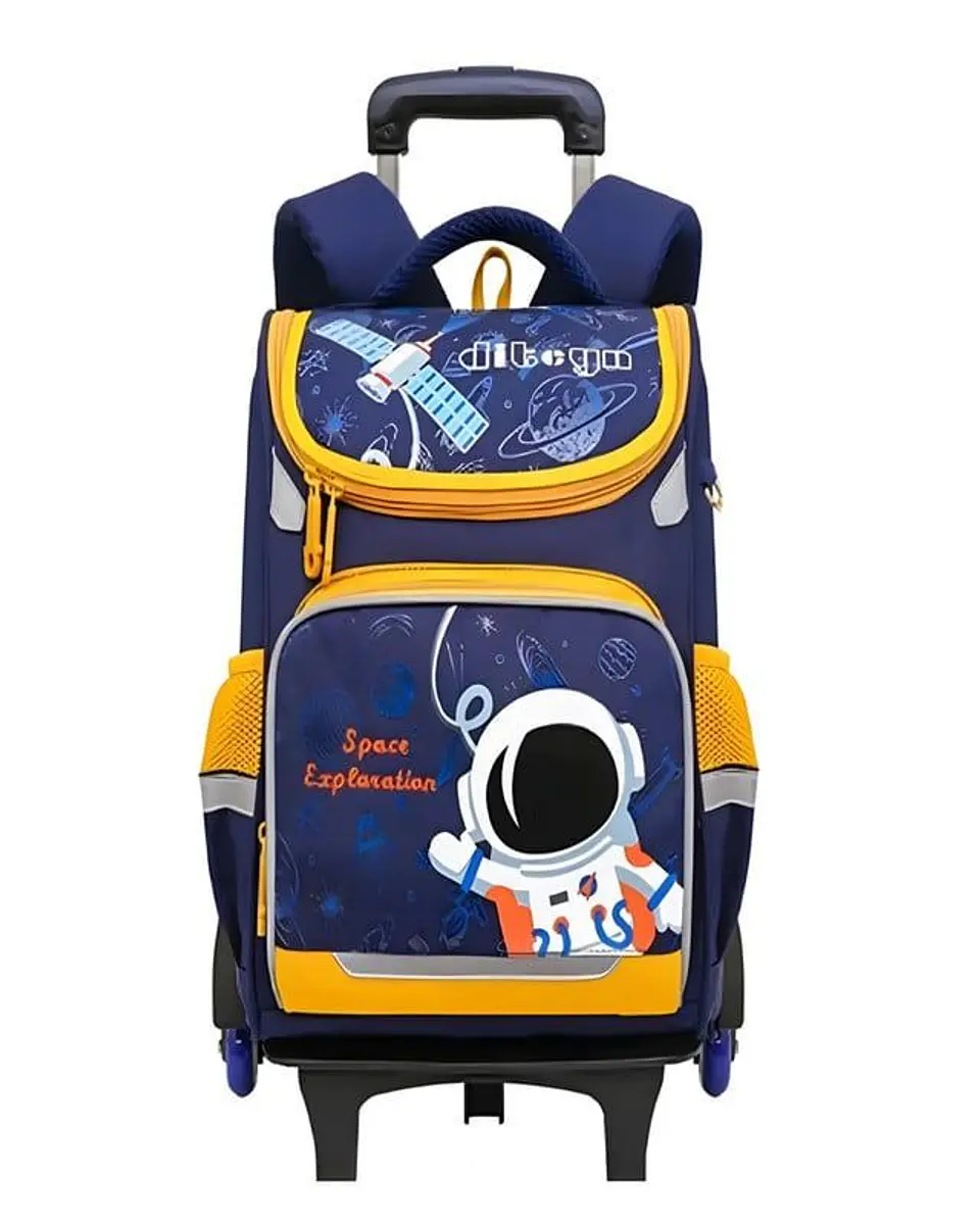 Mochila Escolar con Ruedas para Niños Bolso AZUL CON AMARILLO 1