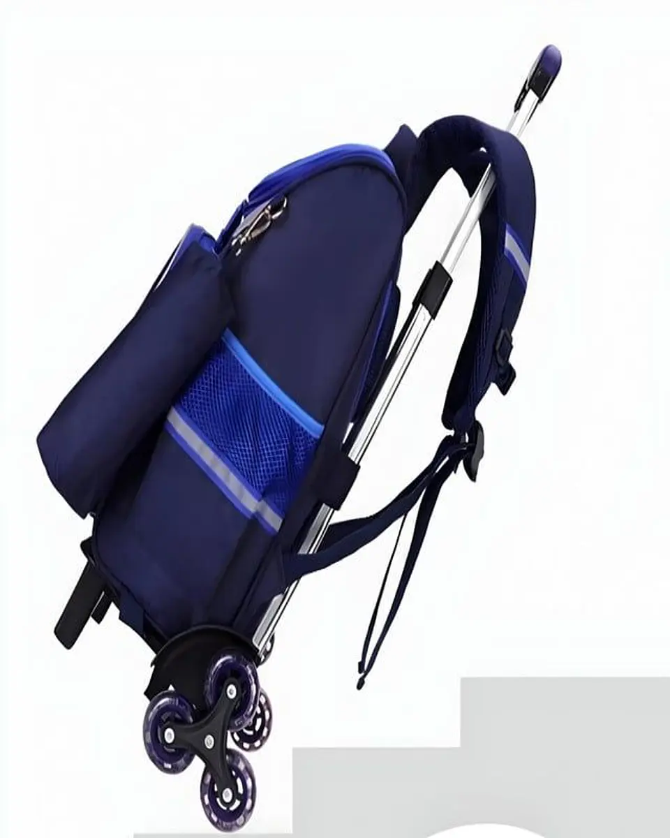 Mochila Escolar con Ruedas para Niños Bolso AZUL CON AMARILLO 3