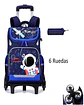 Mochila Escolar con Ruedas para Niños Bolso AZUL CON AMARILLO - Miniatura 4