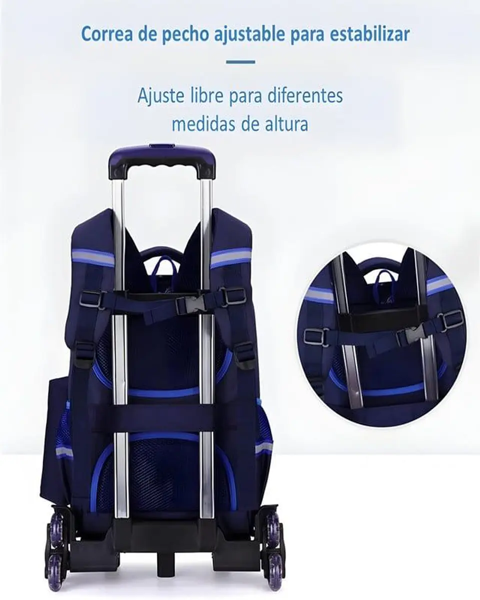 Mochila Escolar con Ruedas para Niños Bolso AZUL CON AMARILLO 5