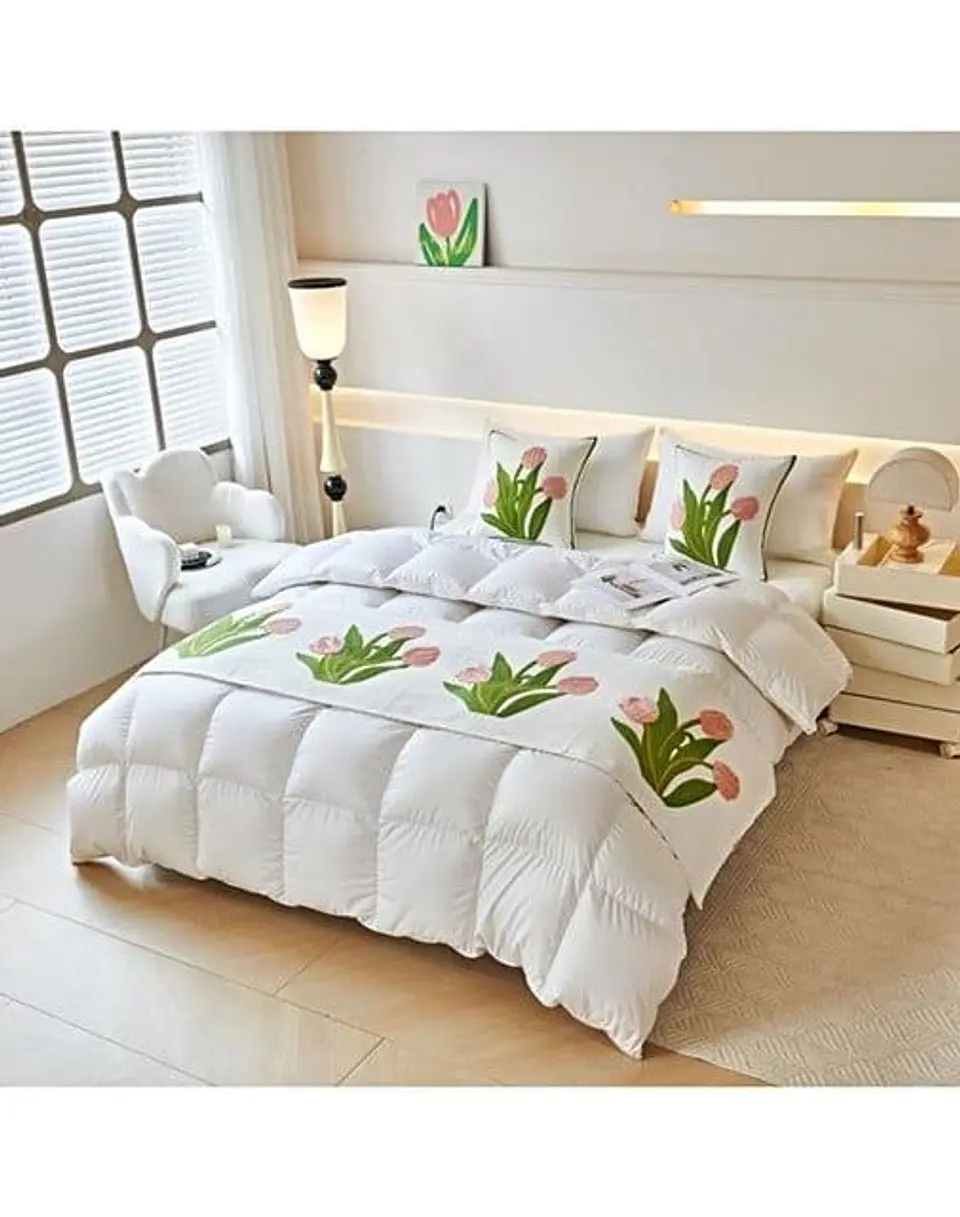 JUEGO DE PIECERA DE CAMA CON 2 FUNDAS MODELO BORDAD T02 3