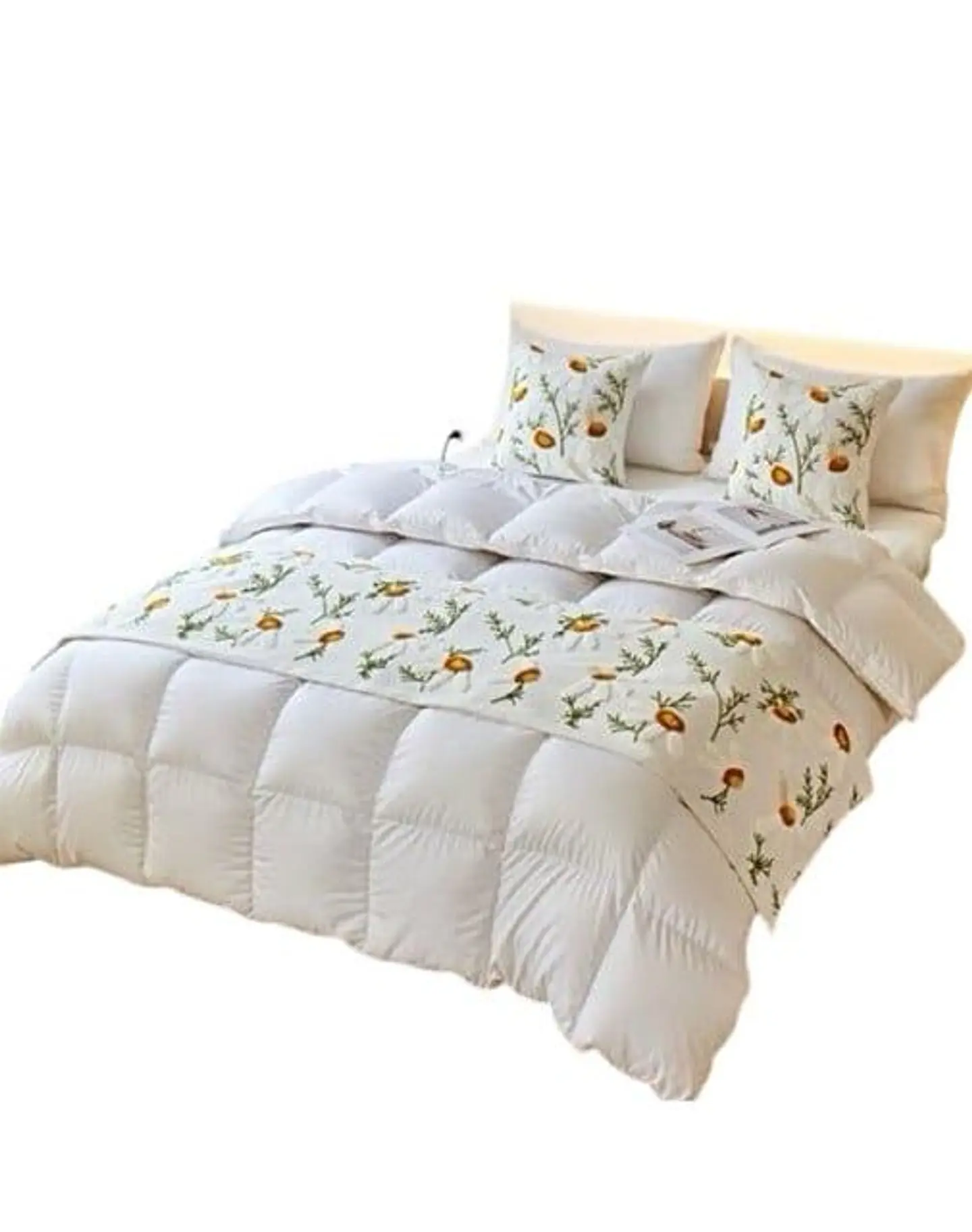JUEGO DE PIECERA DE CAMA CON 2 COJINES COMPLETOS CON BORDADO T03 2