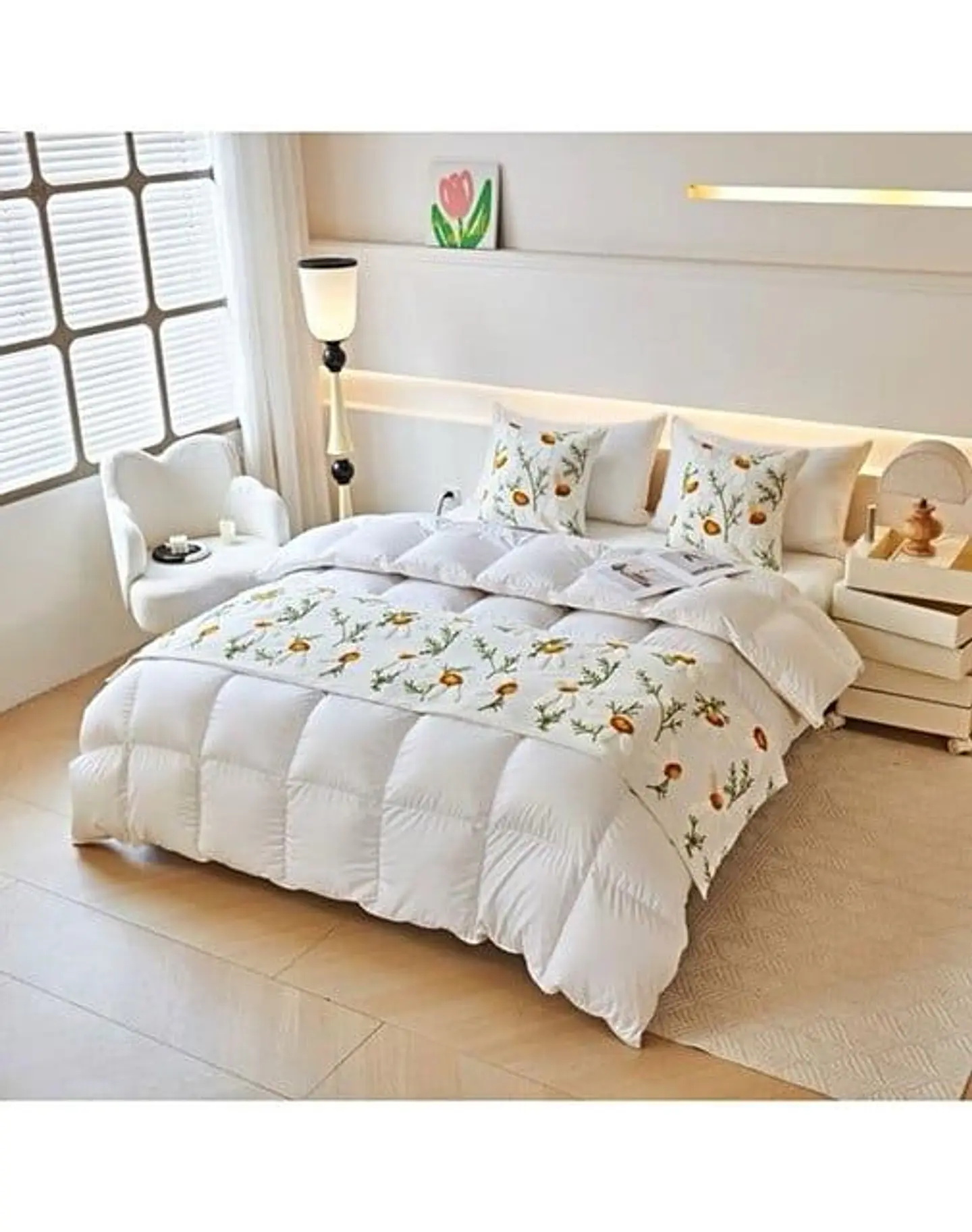 JUEGO DE PIECERA DE CAMA CON 2 COJINES COMPLETOS CON BORDADO T03 3