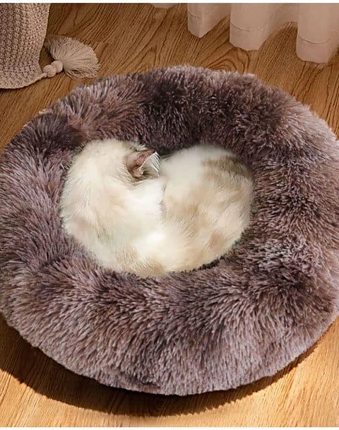 Cama cojin de chiporro redondo para mascotas  60cm CAFÉ
