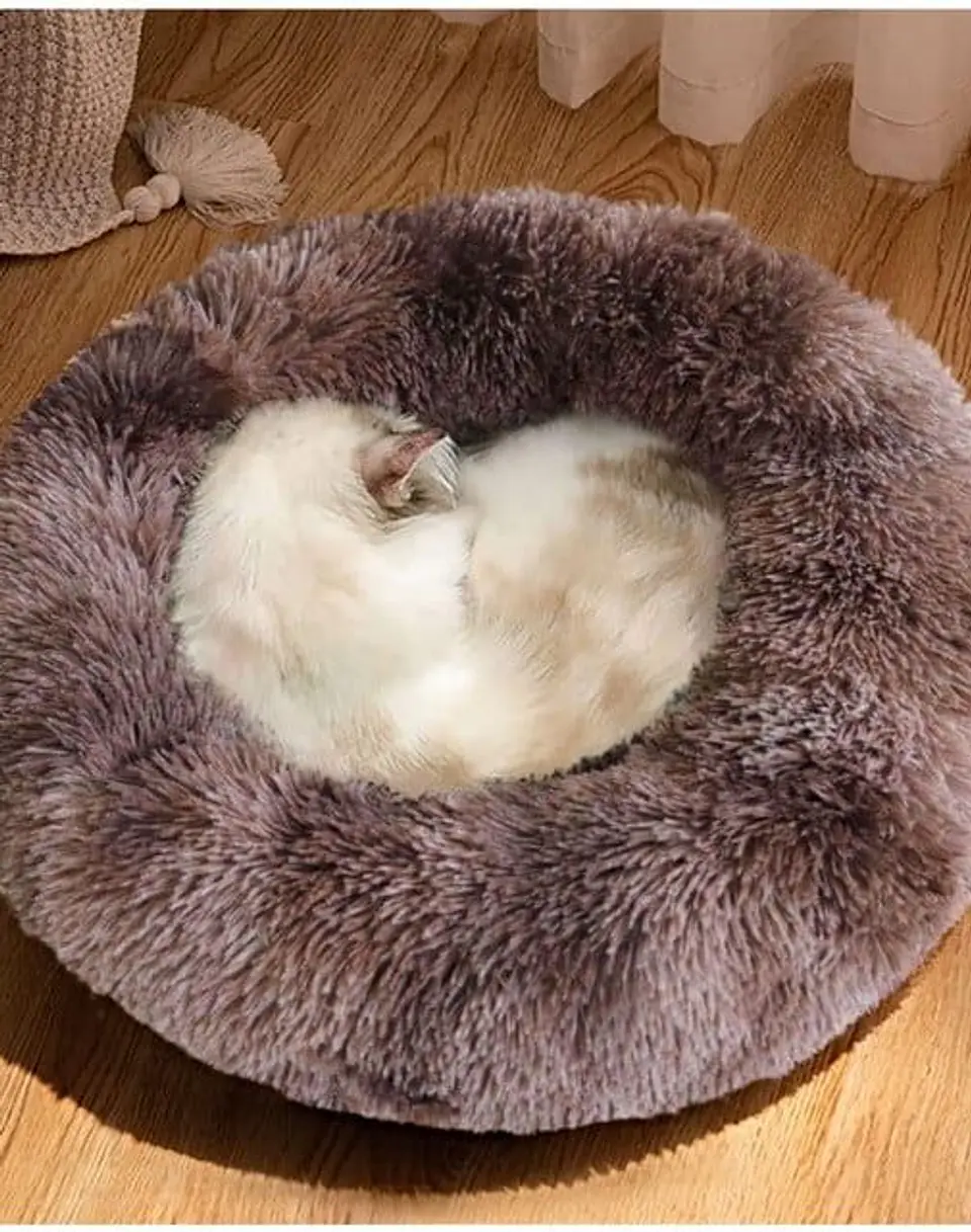 Cama cojin de chiporro redondo para mascotas  60cm CAFÉ 2
