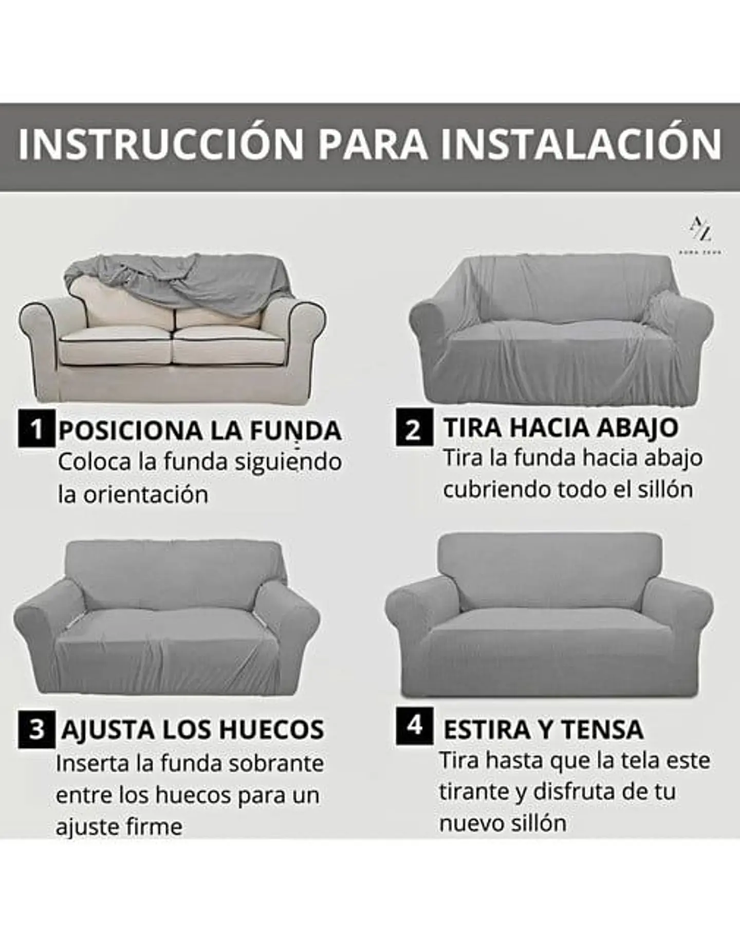 FUNDA PARA SOFA CUADRILLE DE 2 CUERPO NEGRO 5