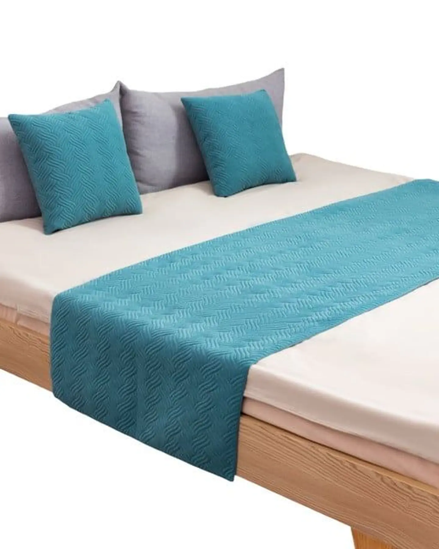 PIECERA DE CAMA DECORATIVA MODELO PLUSH TURQUESA 2