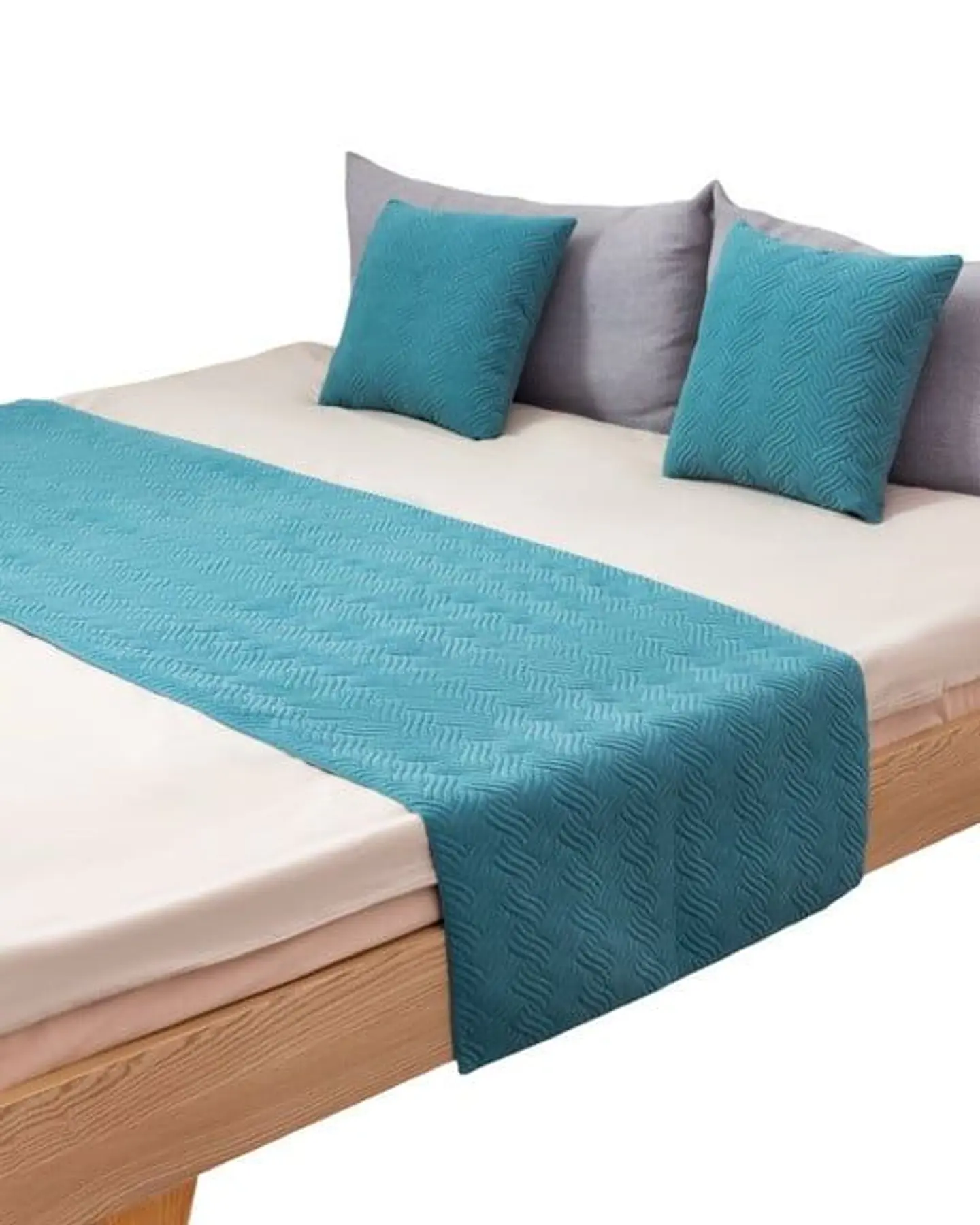 PIECERA DE CAMA DECORATIVA MODELO PLUSH TURQUESA 3