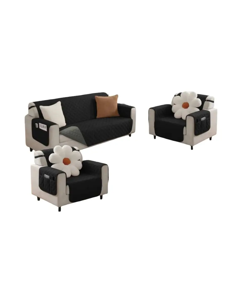 Juegos 3+1+1 de Cubre sillon reversibles con bolsas 3