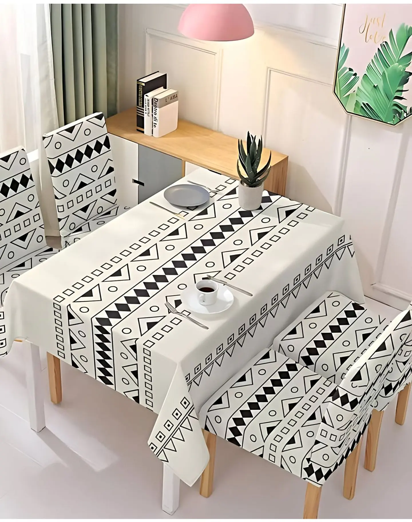 Juego Mantel De Comedor más 6 fundas de silla 140x 220 cmM1 3