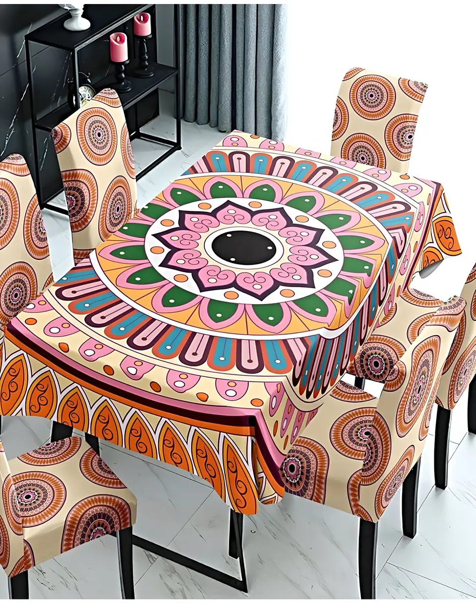 Juego Mantel De Comedor más 6 fundas de silla 140x 220 cmM3 2