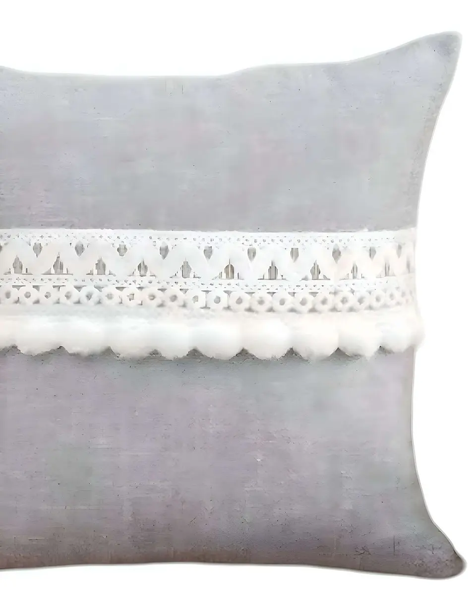 SET DE 4 FUNDAS DE COJIN CON POMPON 45x45 f-01 2
