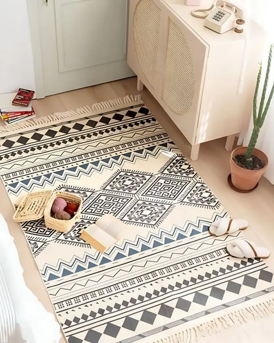 ALFOMBRA DE LINO 160 X 200 ELEGANTES CON FLECOS 3