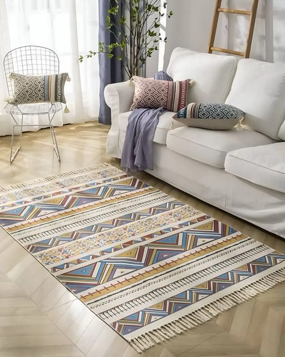 ALFOMBRA DE LINO 160 X 200 ELEGANTES CON FLECOS 2