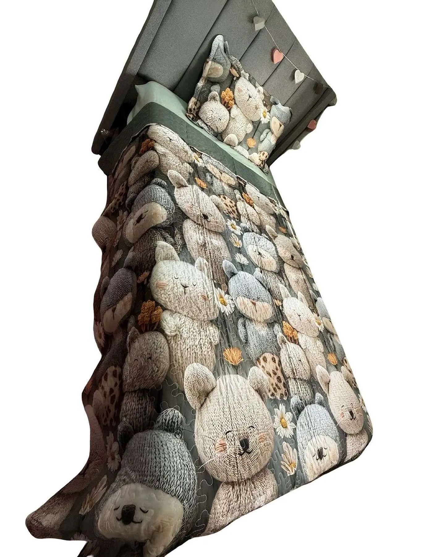 CUBRECAMA QUILT DE VERANO NIÑA NIÑO INFANTIL OSO VERDE 3