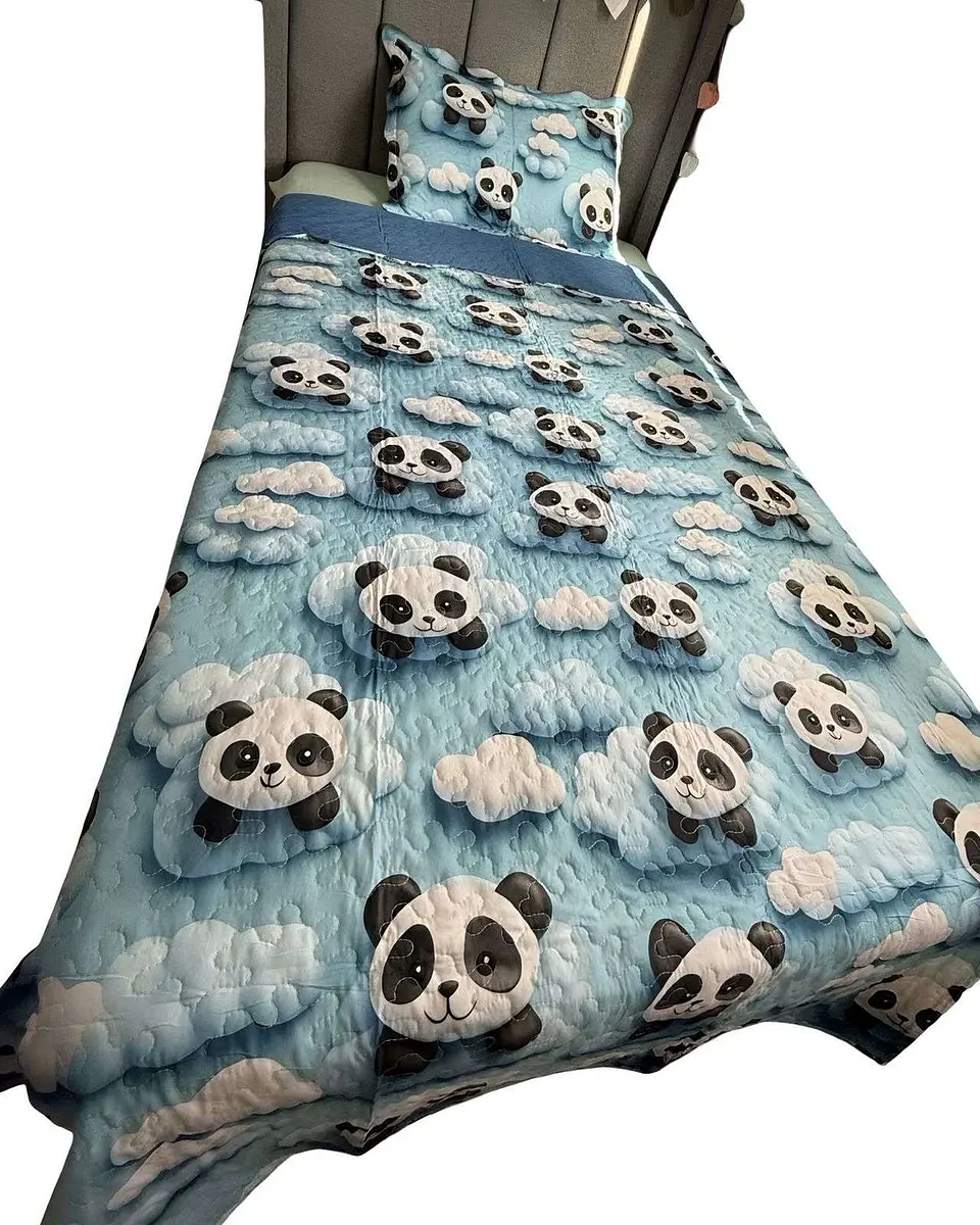 CUBRECAMA QUILT DE VERANO NIÑA NIÑO INFANTIL PANDA 1