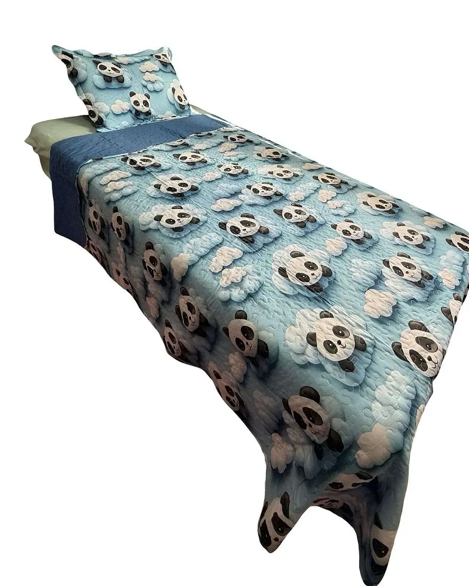 CUBRECAMA QUILT DE VERANO NIÑA NIÑO INFANTIL PANDA 2