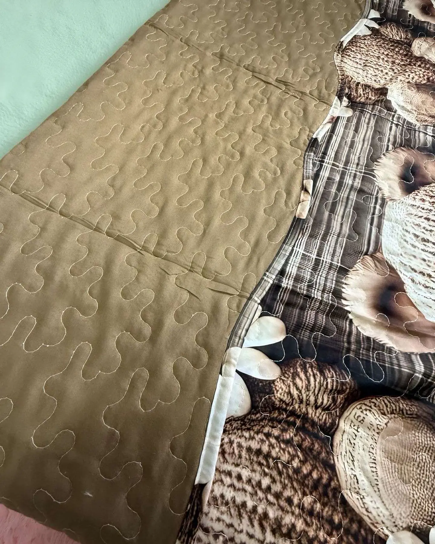 CUBRECAMA QUILT DE VERANO NIÑA NIÑO INFANTIL OSO CAFÉ 4