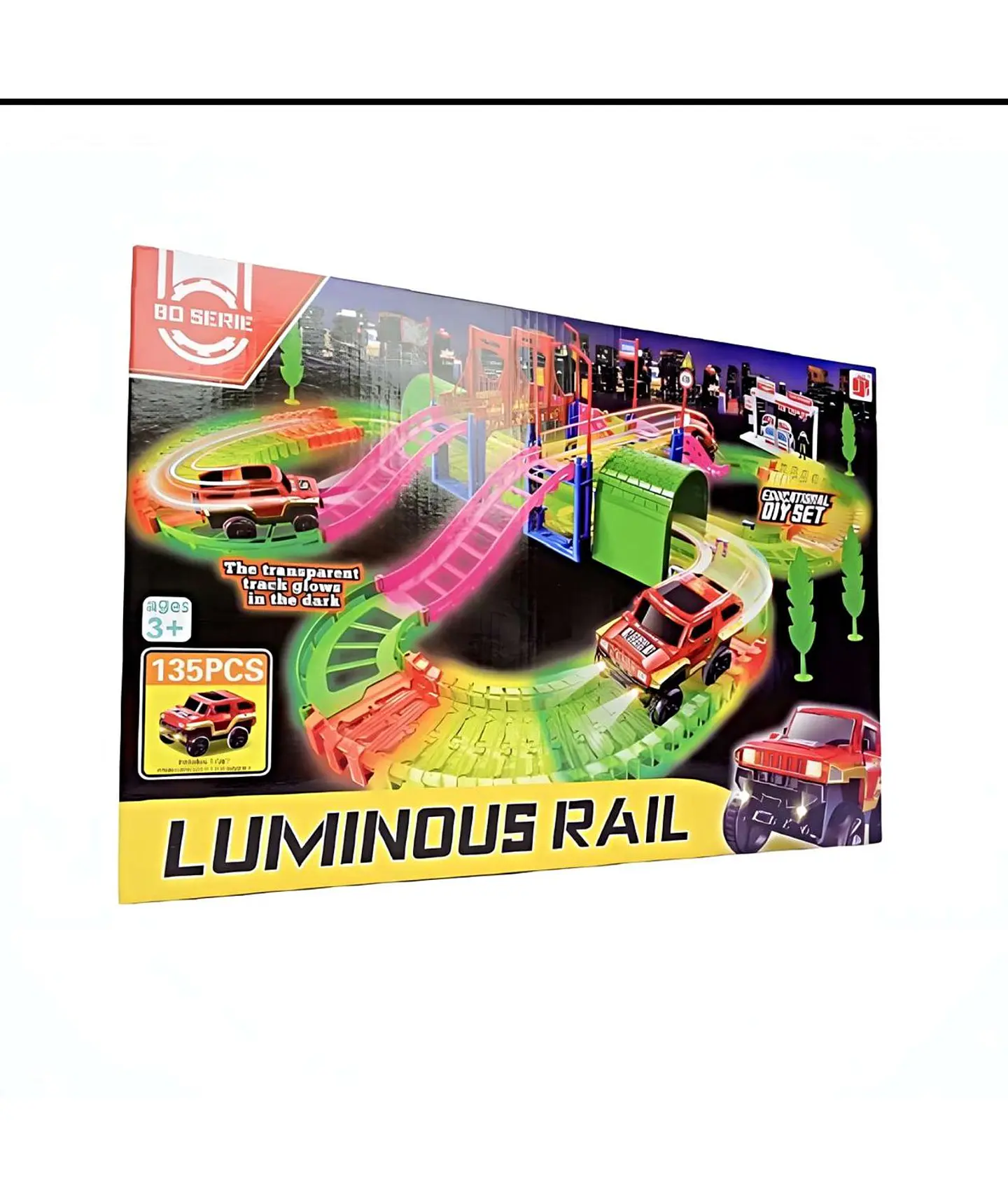 Pista de auto riel luminoso grande 135pc 1