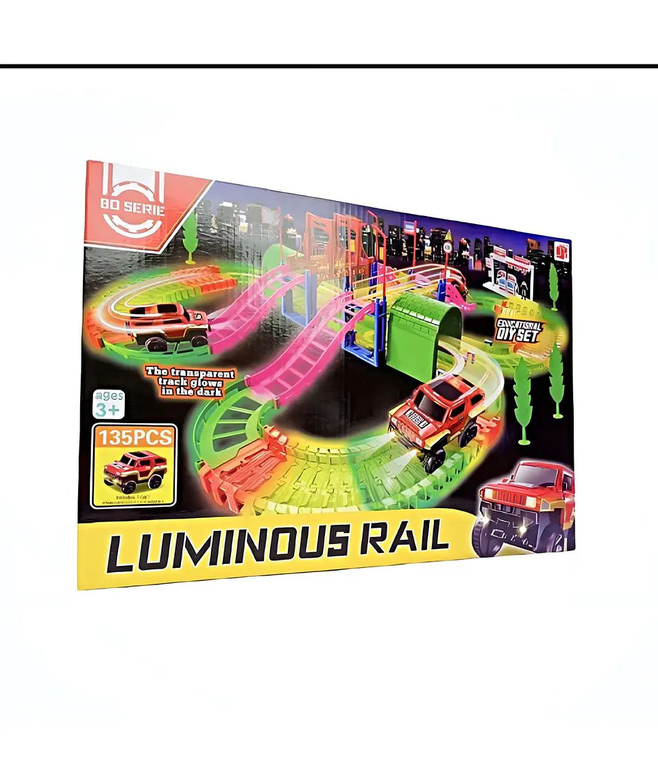 Pista de auto riel luminoso grande 135pc 1