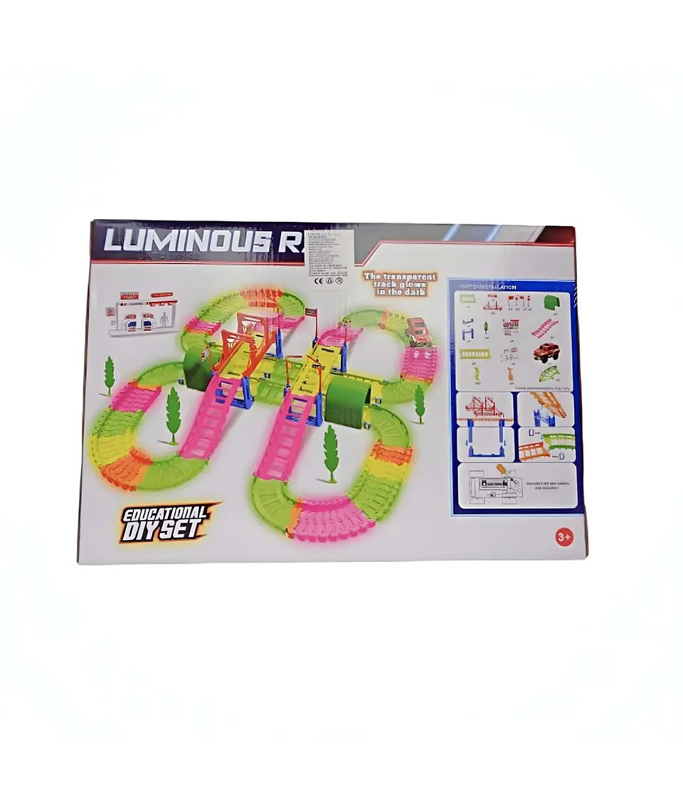 Pista de auto riel luminoso grande 135pc 2