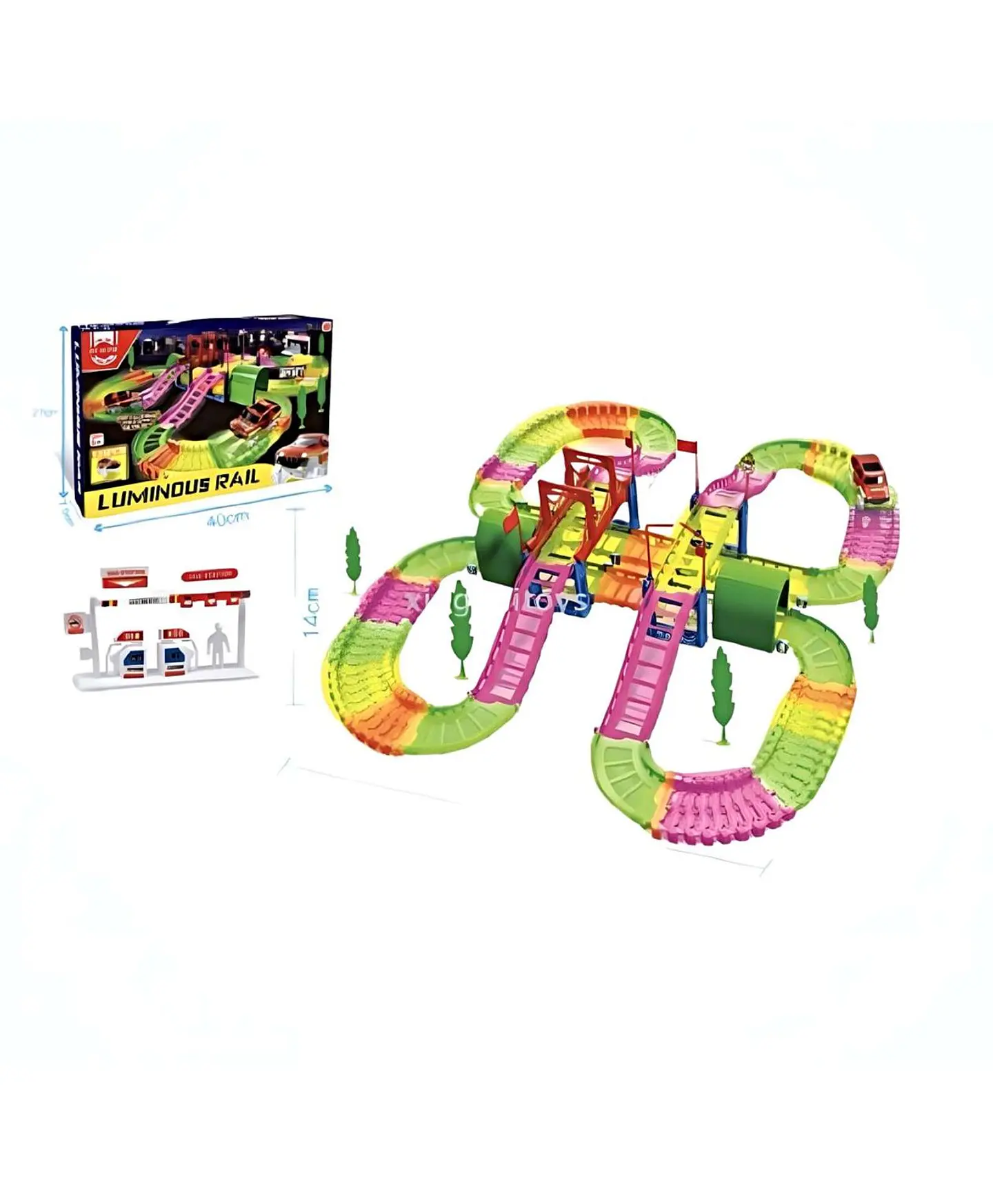 Pista de auto riel luminoso grande 135pc 4