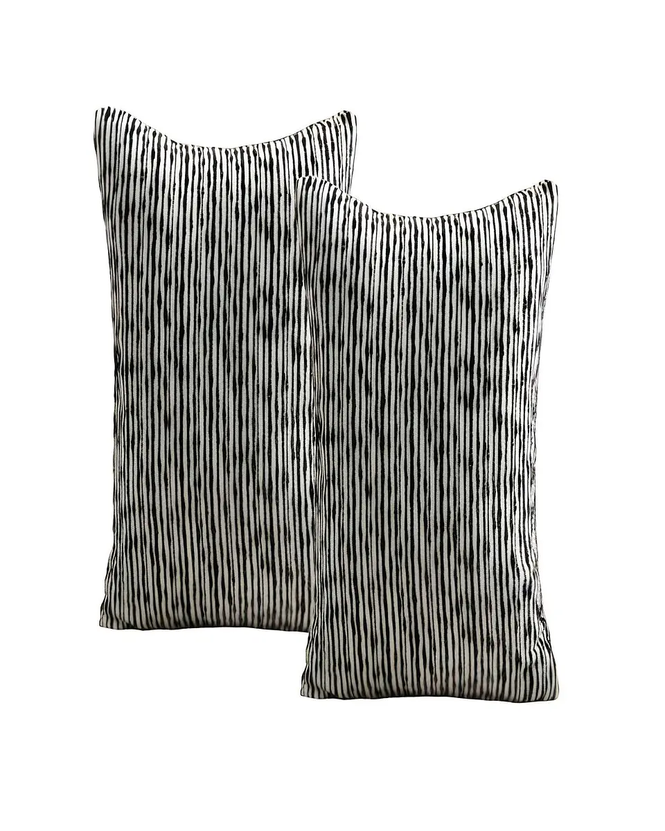 PACK DE 2 FUNDAS DE COJIN CHENILLE LINEA NEGRO 2