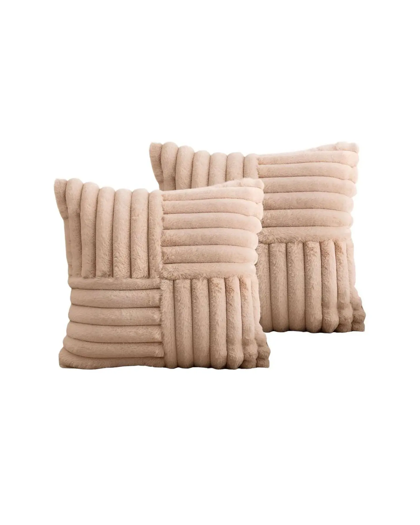 PACK DE 2 FUNDAS PELUDA EMPALMADA BEIGE 2