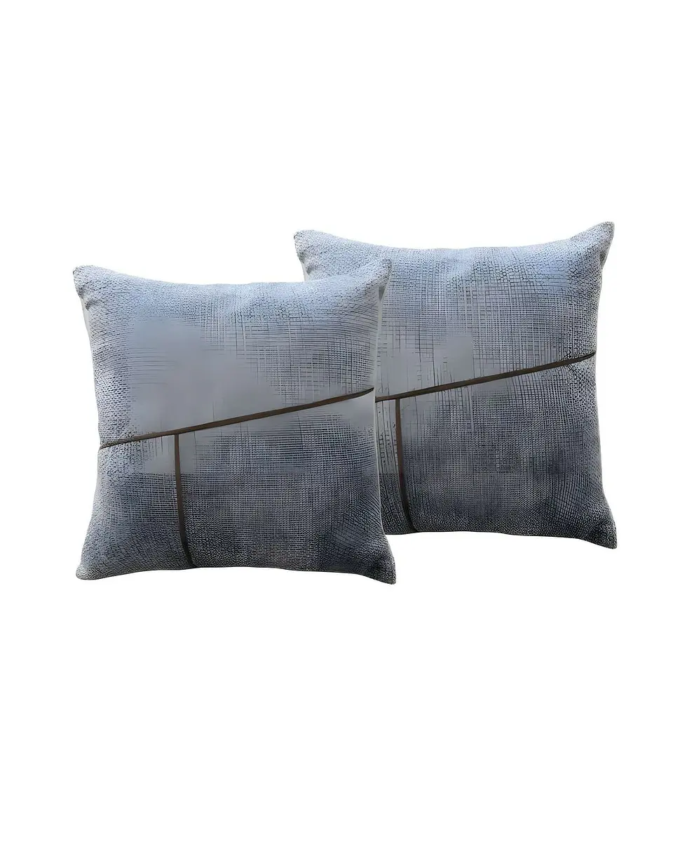 PACK DE 2 FUNDAS CHENILLE CON LINEAS AZUL 2
