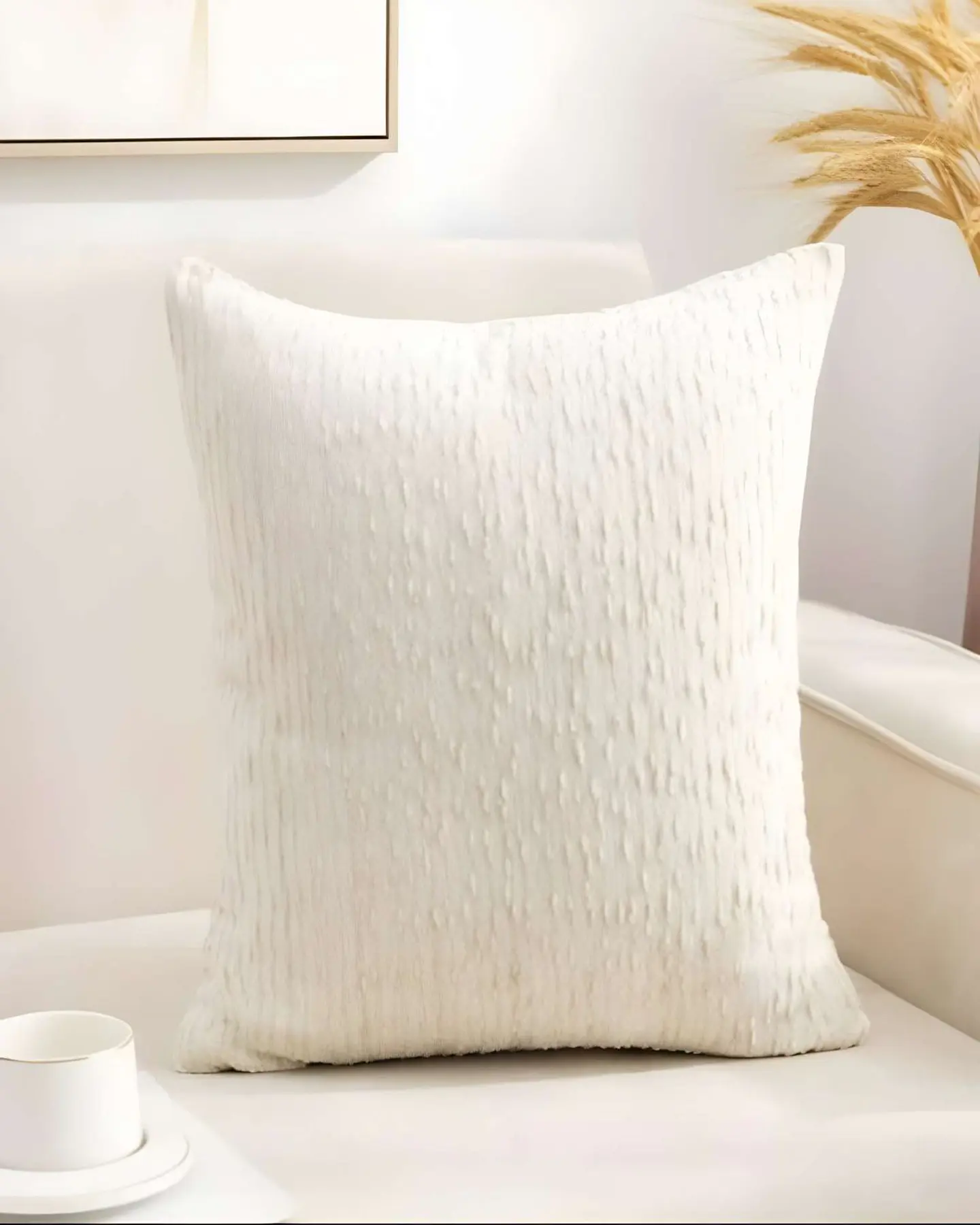 PACK DE 4 FUNDAS DE COJIN CHENILLE LINEA BLANCO 3
