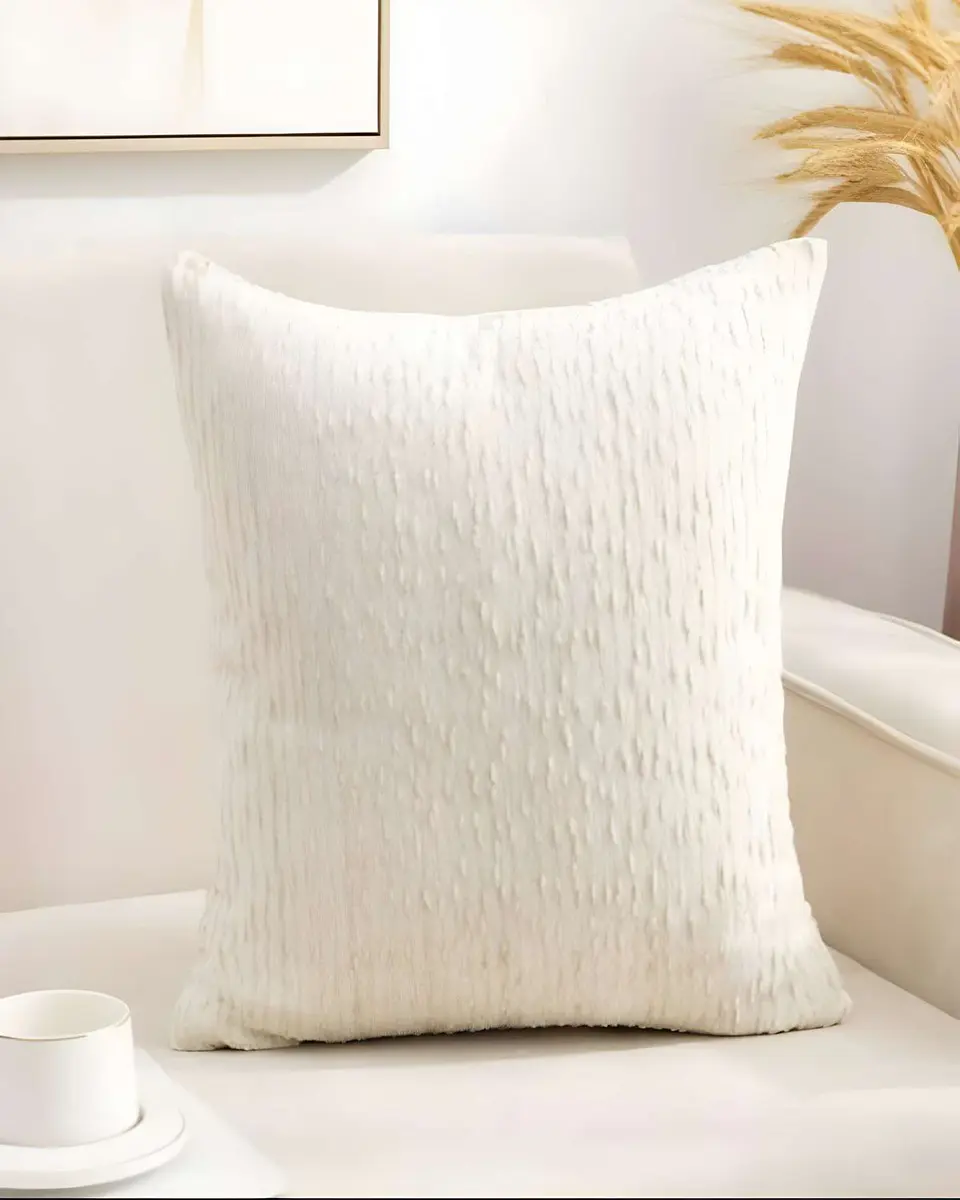 PACK DE 4 FUNDAS DE COJIN CHENILLE LINEA BLANCO 3