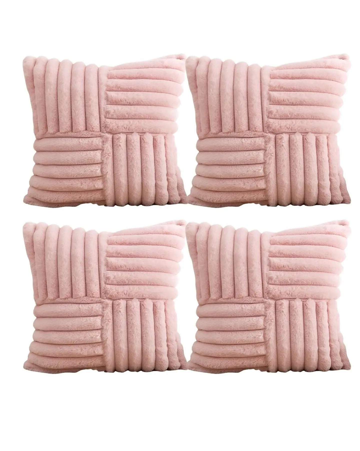 PACK DE 4 FUNDAS PELUDA EMPALMADA ROSA 2
