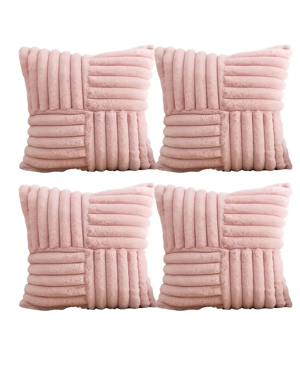PACK DE 4 FUNDAS PELUDA EMPALMADA ROSA 2