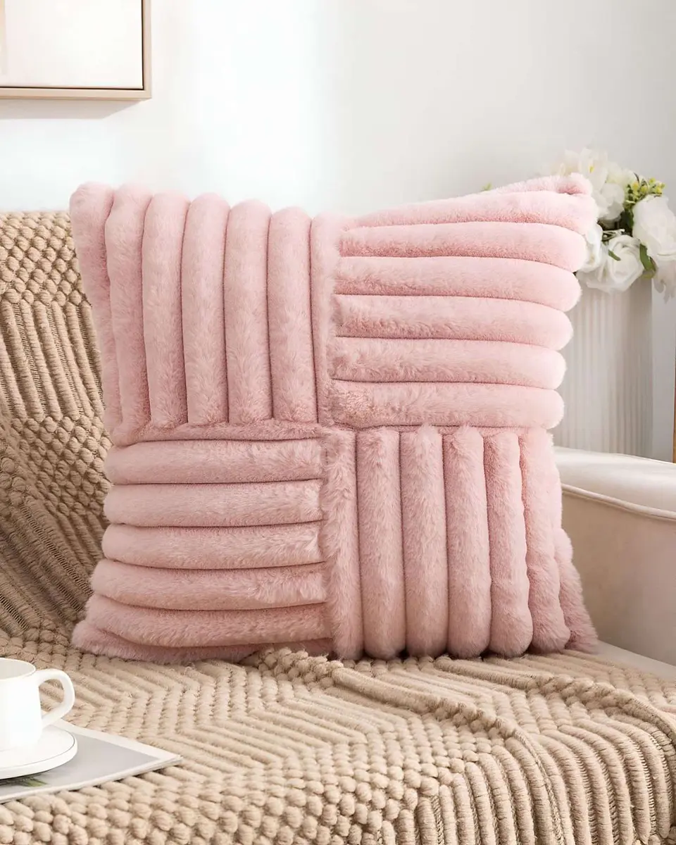 PACK DE 4 FUNDAS PELUDA EMPALMADA ROSA 3