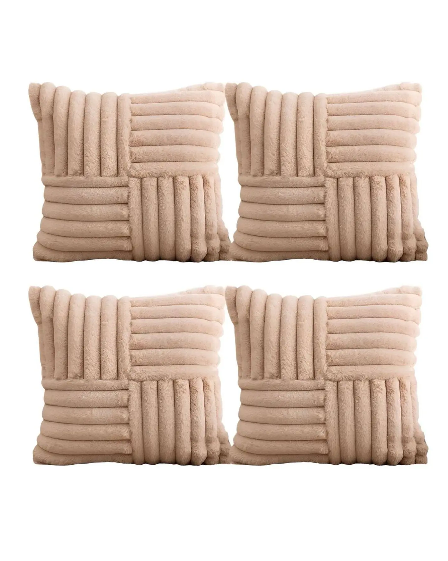 PACK DE 4 FUNDAS PELUDA EMPALMADA BEIGE 2