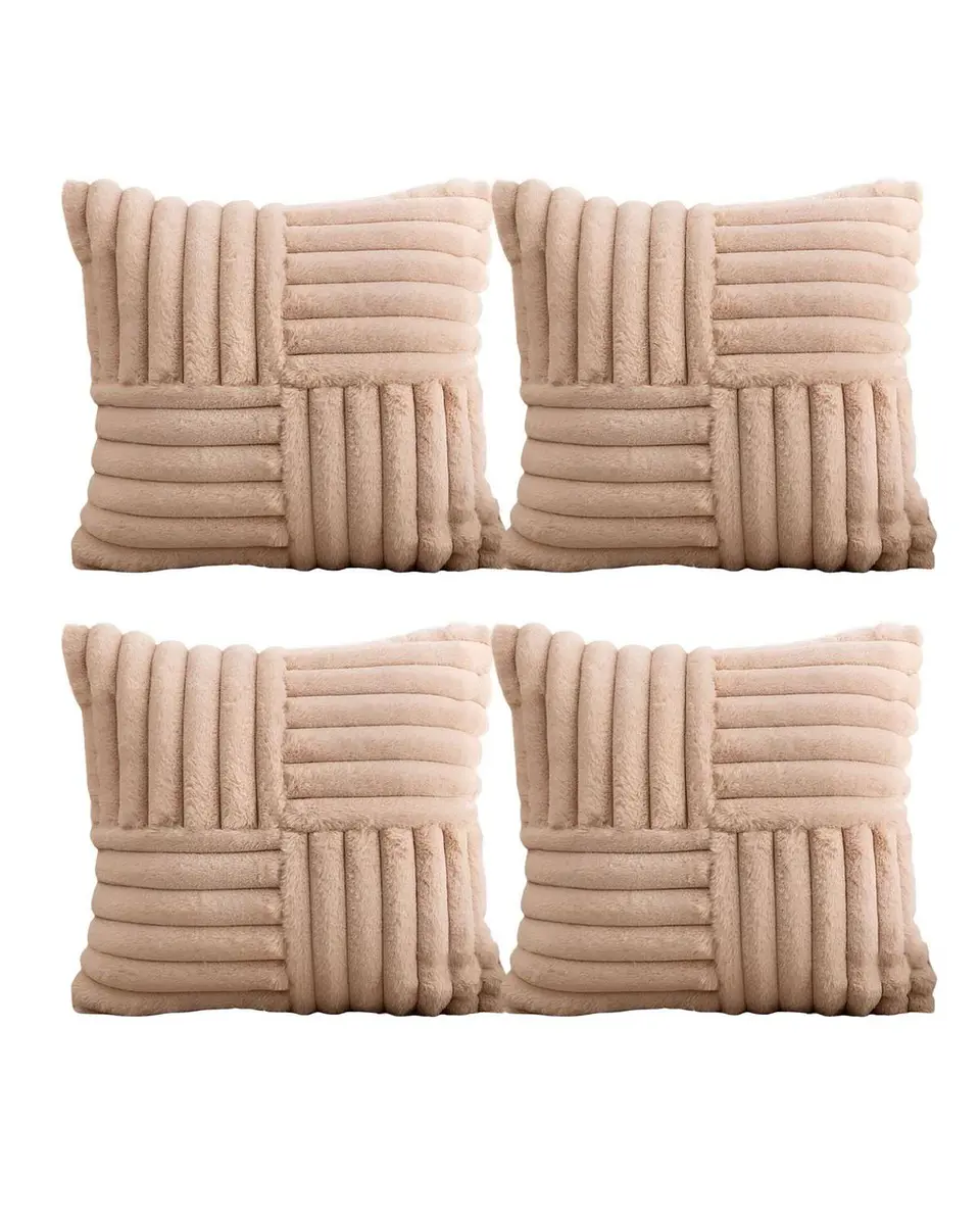 PACK DE 4 FUNDAS PELUDA EMPALMADA BEIGE 2