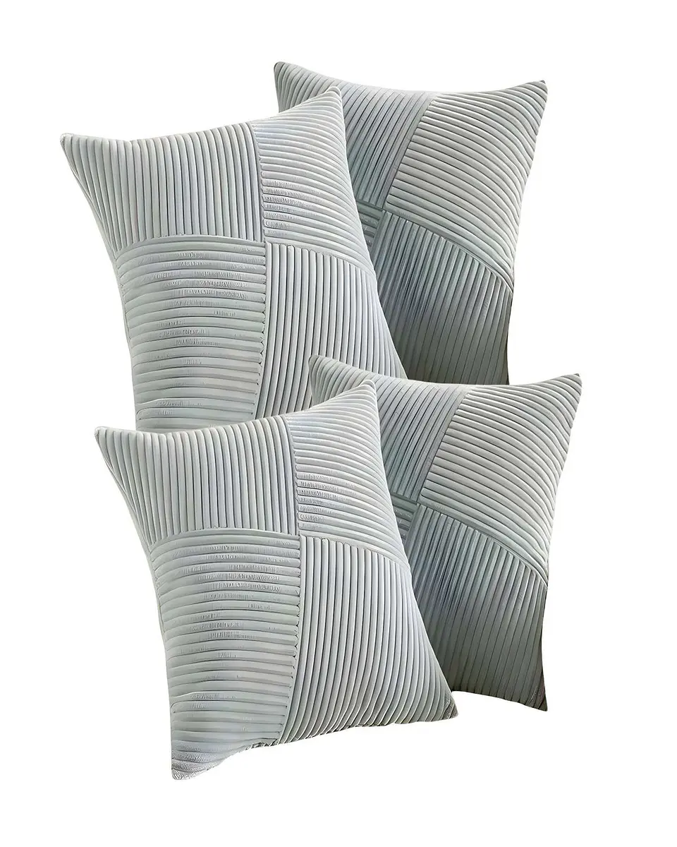 PACK DE 4 FUNDAS DE COJIN FELPA CELESTE 1